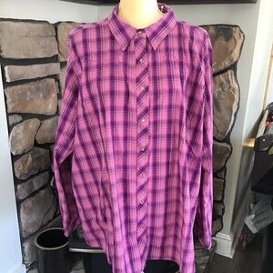 Bit & Bridle Purple Plaid Casual Shirt Horse Embroidered Cowgirl Ranch Plus Size